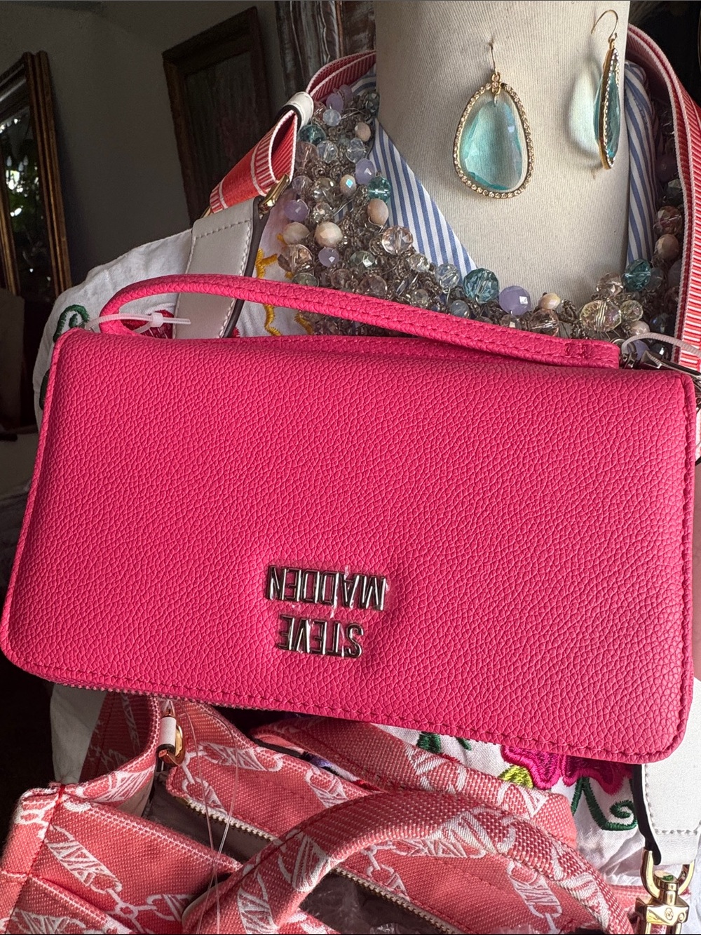 Steve Madden Pebbled Hot Pink Crossbody Bag